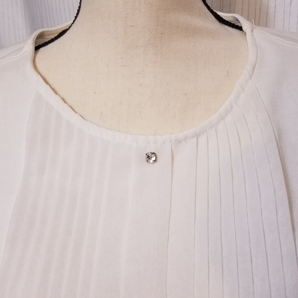 H&M WOMEN'S WHITE CAP SLEEVE BLOUSE TOP MEDIUM - Picture 3 of 7